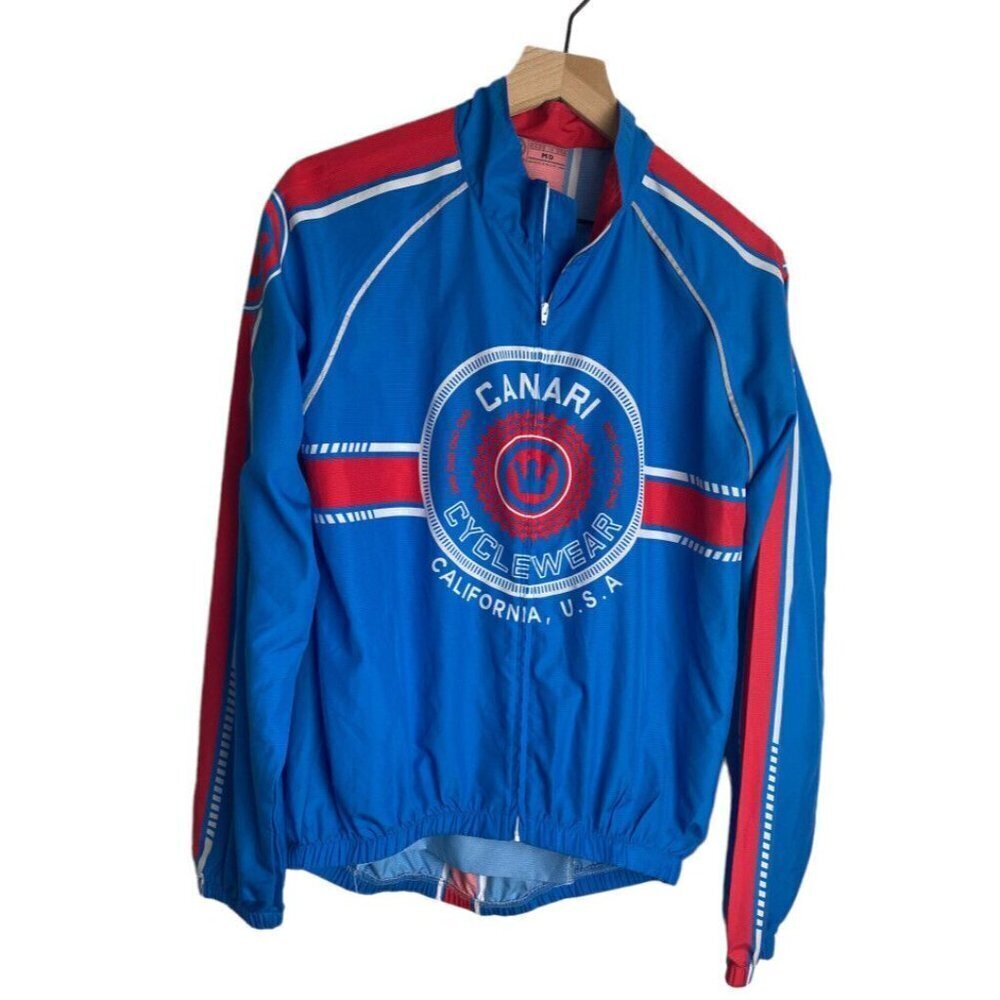 Canari Lightweight Full Zip Blue Cycling Jacket California Sz Medium